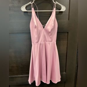 Lulu’s pink satin dress with cross back. Size XS
